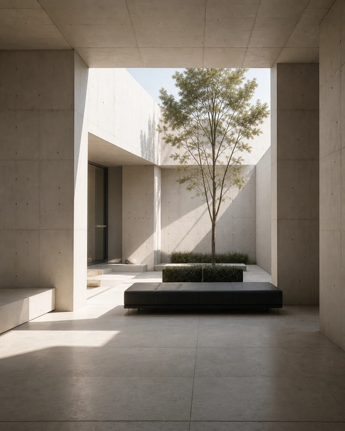 Quiet courtyard with tree