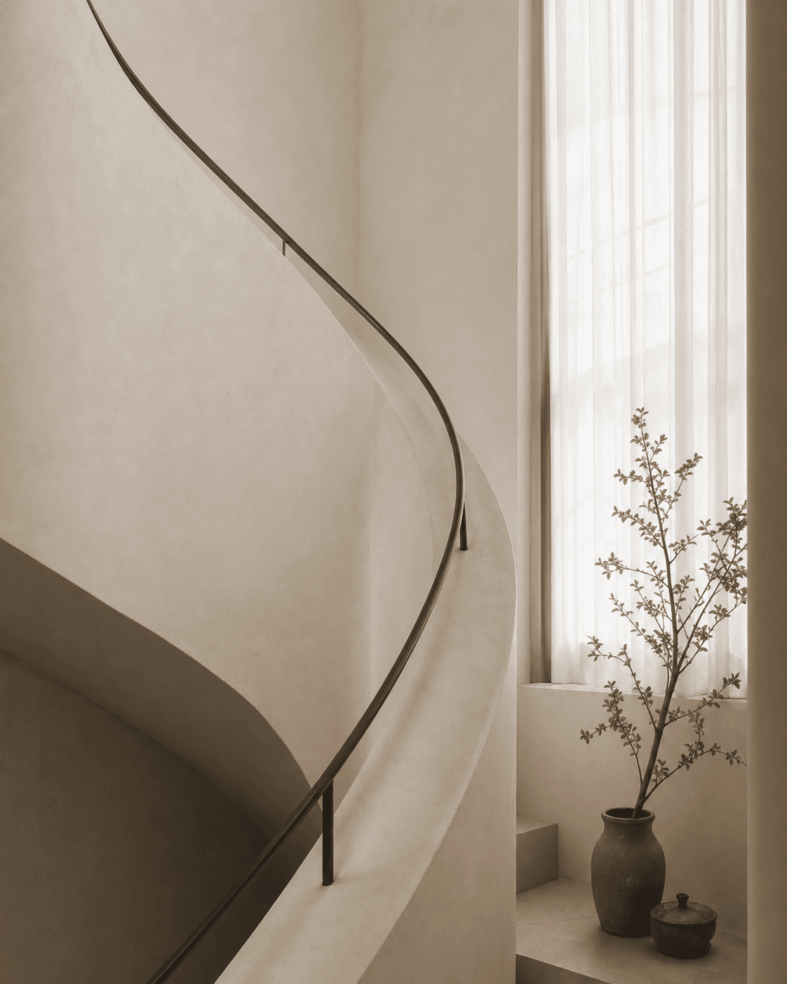 Curved stairwell with soft light