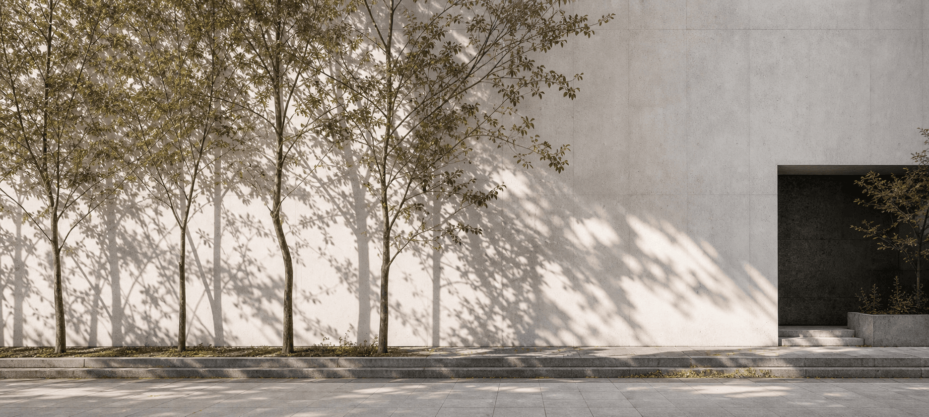 Long courtyard wall