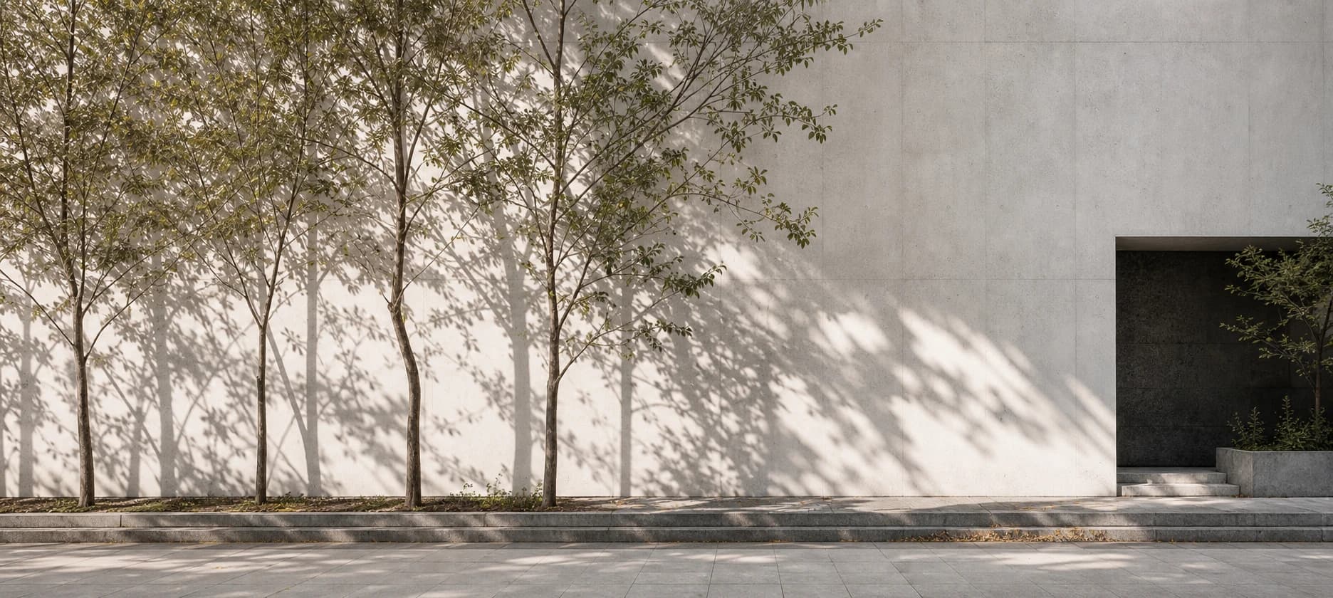 Long courtyard wall
